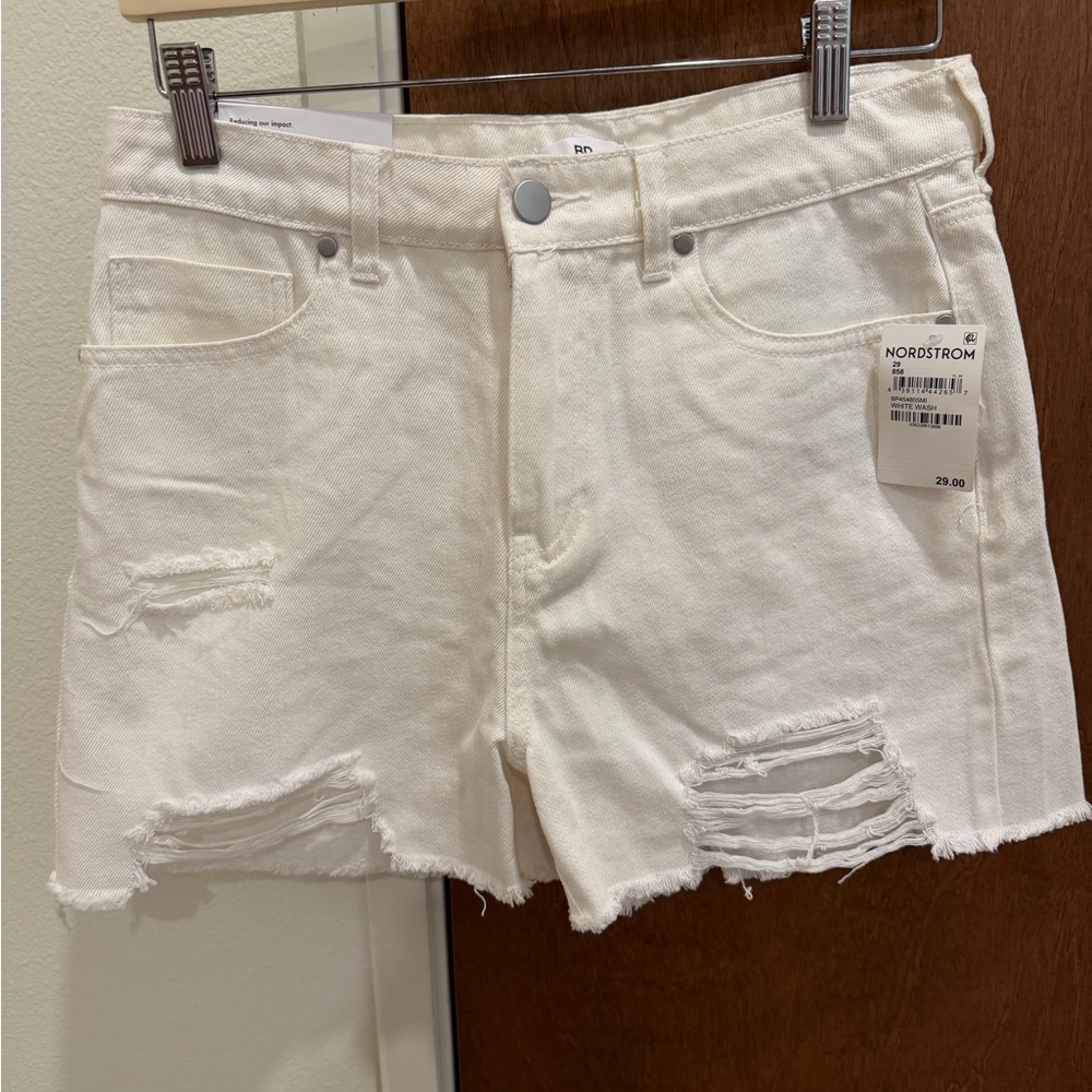 Nordstrom BP White Distressed High-Rise Cutoff Jean Shorts